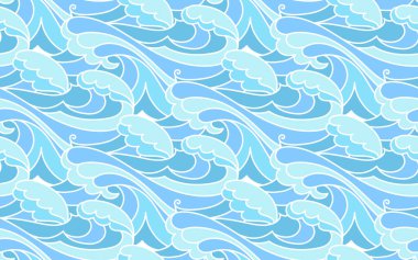 Dalgalar desen. Dalgalı vektör kesintisiz mavi gelgit arka plan. Soyut tatil yaz yolculuk cruise duvar kağıtları.