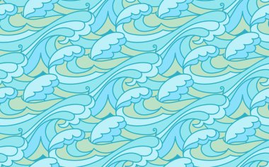 Dalgalar desen. Dalgalı vektör kesintisiz mavi gelgit arka plan. Soyut tatil duvar kağıtları.
