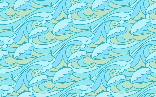 Modèle Vagues Vecteur Ondulé Sans Couture Bleu Fond Des Marées — Image vectorielle