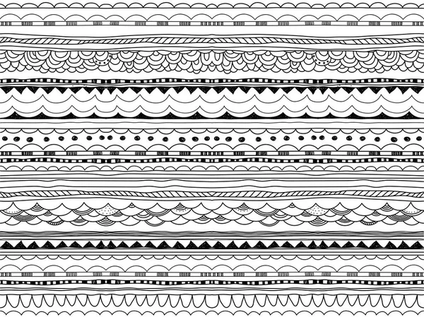 Ornements Saisonniers Doodle Patterns Eléments Décoratifs Design Rubans Bordures Séparateurs — Image vectorielle