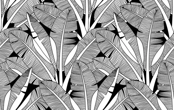 Jungle Feuilles Palmier Exotiques Motif Sans Couture Fond Vecteur Feuille — Image vectorielle