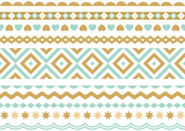 Geometrik desenler, kenarlıklar, dekoratif elemenis. Süsler, fırçalar, simgeler kümesi tebrik.