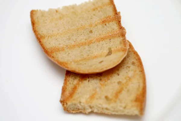 Bread Fried Croutons White Background — Stock Photo, Image