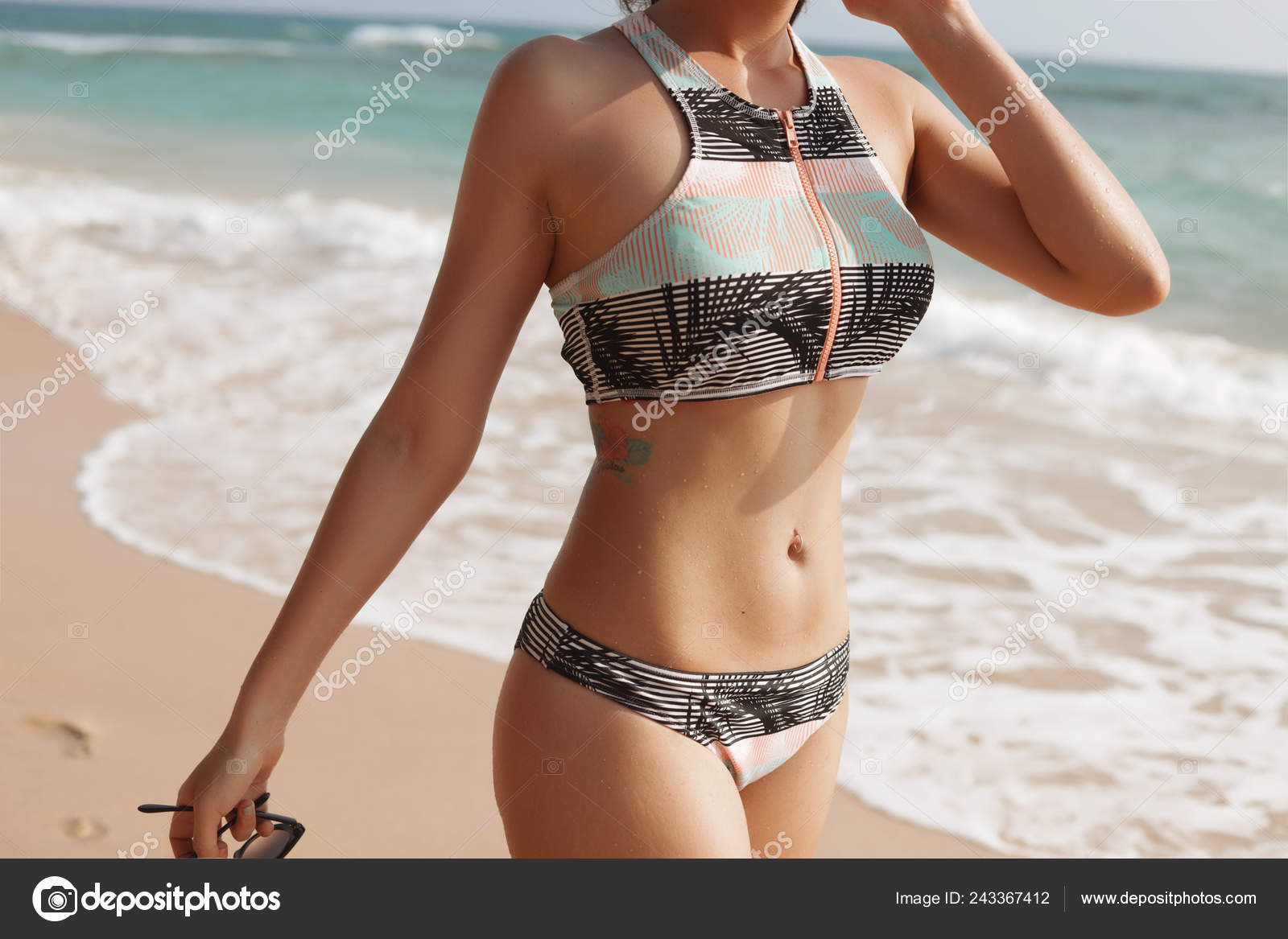 Bikini workout girl waves
