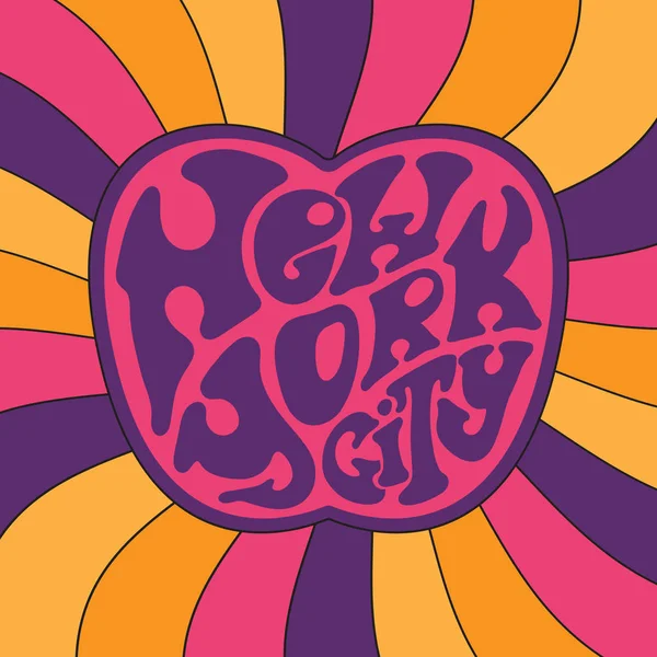 New York city.Classic psychedelic 60s and 70s lettering. Royalty Free Stock Vectors