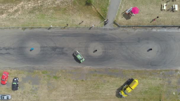 Ariel Overhead Shot Drift Sports Car Circle — Stok Video