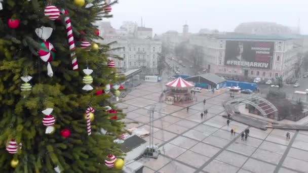 Pohon Natal Utama Dekat Katedral Sophia Kiev Ukraina 2020 — Stok Video