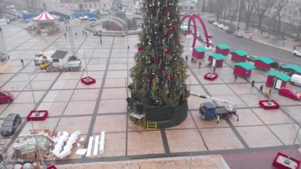 Wichtigster Weihnachtsbaum Der Nähe Der Sophienkathedrale Kiew Ukraine 2020 — Stockvideo