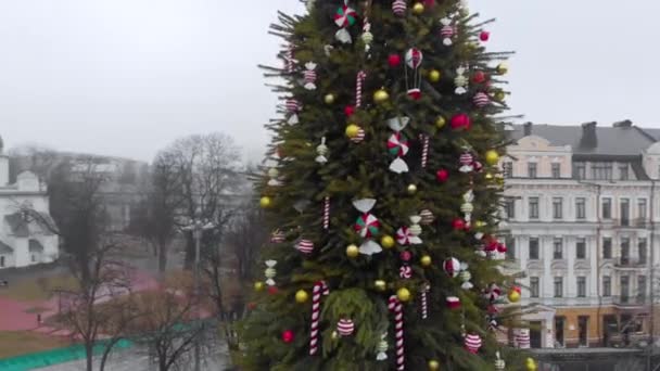 Wichtigster Weihnachtsbaum Der Nähe Der Sophienkathedrale Kiew Ukraine 2020 — Stockvideo