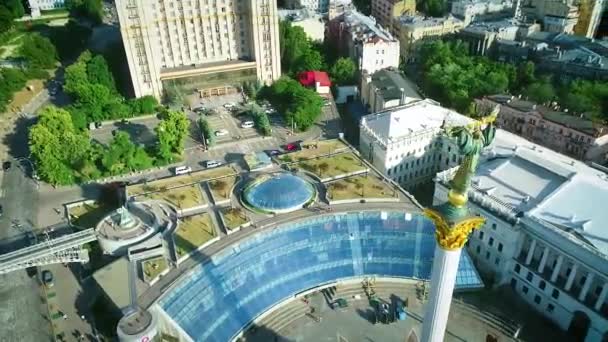 Kyiv Ukraine Junho 2020 Vista Aérea Para Estátua Independência Liberdade — Vídeo de Stock