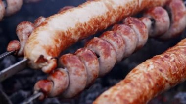 Yakın çekim sosis yılan gibi şiş, Barbekü partisi