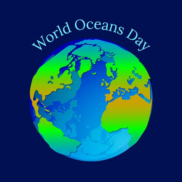 Всемирный День Океанов Июня Концепция Экологического Праздника Планета Земля Форме — стоковый вектор