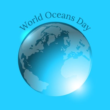 Dünya Okyanus günü. 8 Haziran. Ekolojik tatil kavramı. Su dolu bir balon şeklinde Dünya gezegeni. Hafif sürüm