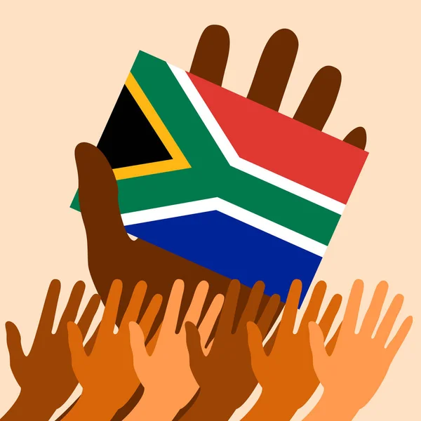 纳尔逊 曼德拉国际日 7月18日 政治节日的概念 南非共和国手中的旗帜 — 图库矢量图片