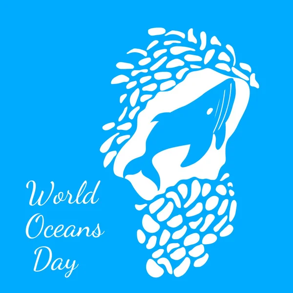 Всесвітній День Океанів Червня Концепція Екологічного Свято Вид Гойдаючи Китів — стоковий вектор