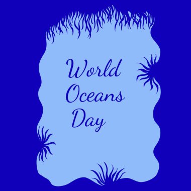 Dünya Okyanus günü. 8 Haziran. Ekolojik tatil kavramı. Bir sualtı mağarası, bitkiler görüntülemek