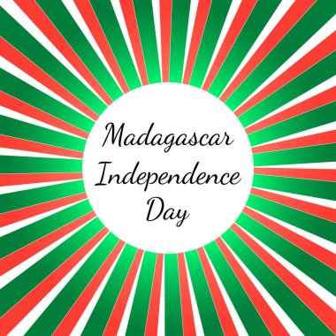 Madagaskar bağımsızlık günü. 26 Haziran. Ulusal tatil kavramı. Merkez, Madagaskar bayrağı renklerinin ışınlarından