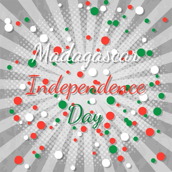 День Независимости Мадагаскара Июня Концепция Национального Праздника Лучи Центра Серый — стоковый вектор