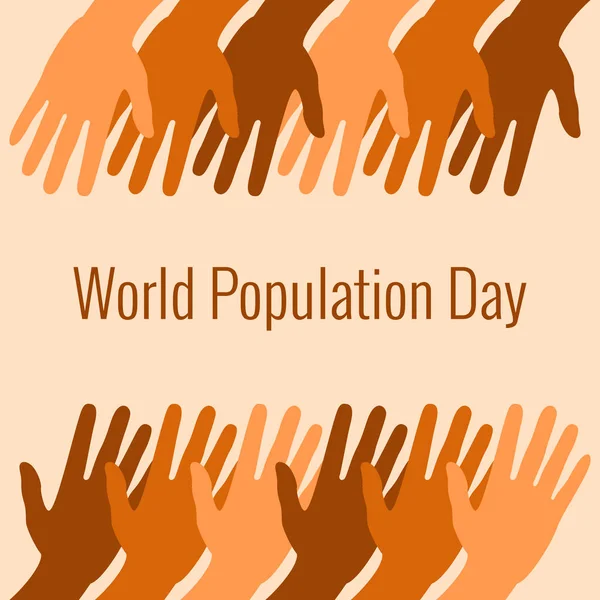 Journée Mondiale Population Juillet Concept Vacances Dans Monde Mains Différentes — Image vectorielle