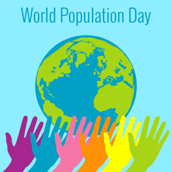 Journée Mondiale Population Juillet Concept Vacances Dans Monde Les Mains — Image vectorielle