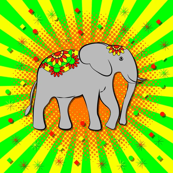 Онам Концепция Индуистского Фестиваля Керала Индии Сентября Слон Красивое Одеяло — стоковый вектор