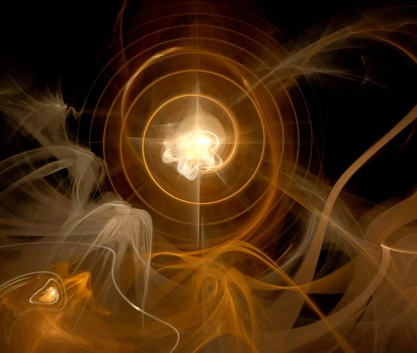 Fraktale Abstraktion Ein Glühendes Zentrum Das Sich Spiralen Und Wellen — Stockfoto