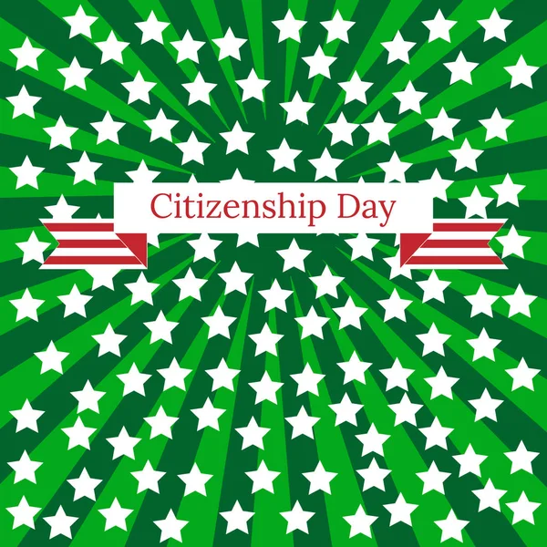 アメリカ合衆国の市民権日 アメリカの国民の休日の概念 緑光線 白い星は イベントの名前のテープ — ストックベクタ