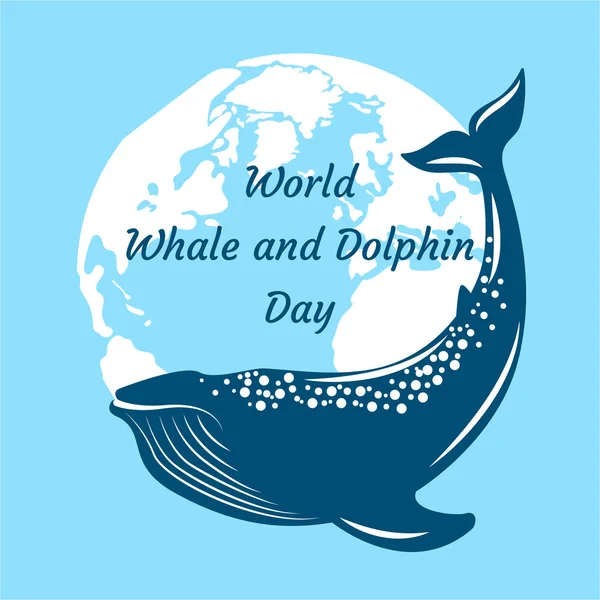 Всемирный День Китов Дельфинов Июля Концепция Экологического Праздника Кит Силуэты — стоковый вектор