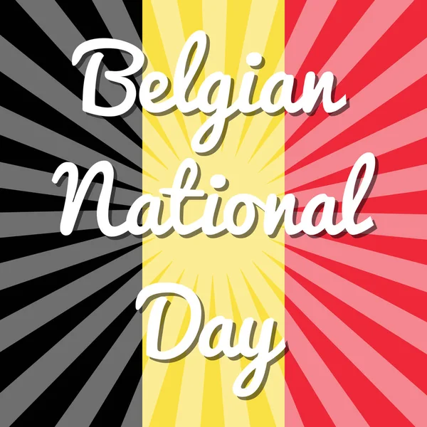 Национальный День Бельгии Июля Национальная Праздничная Концепция Флаг Бельгии Лучи — стоковый вектор