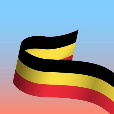 Belçika ulusal günü. 21 Temmuz. Ulusal tatil kavramı. Şerit çizgili, Belçika bayrağı renkleri. Arka plan - akşam gökyüzü