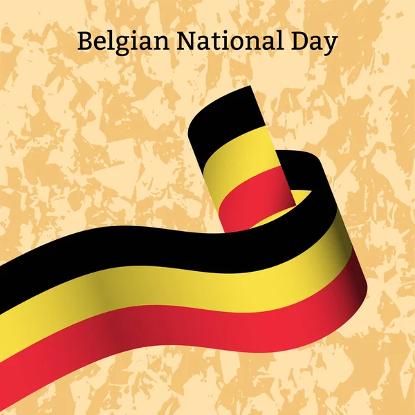 Национальный День Бельгии Июля Национальная Праздничная Концепция Лента Полосками Цвета — стоковый вектор