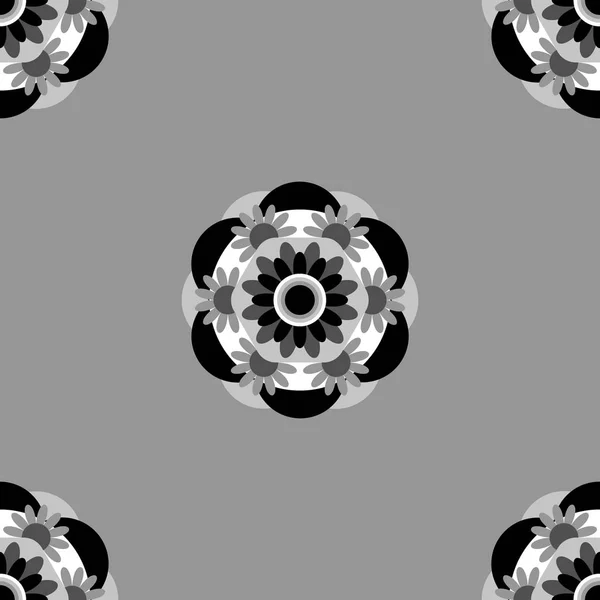 Mandala Flores Patrón Sin Costuras Dibujo Geométrico Simétrico — Vector de stock