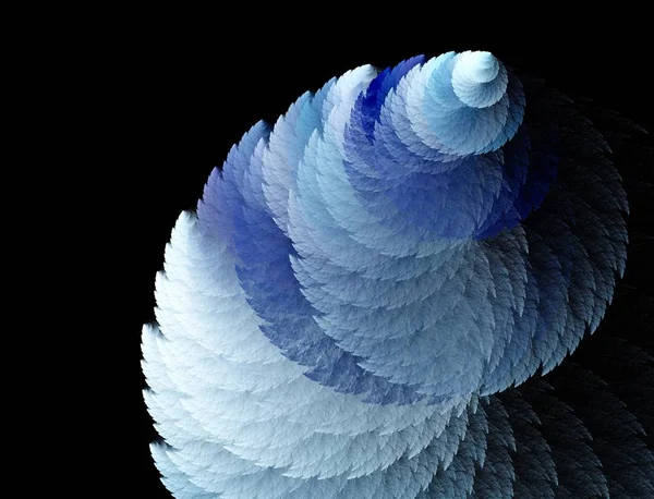 Bright Fractal Abstraction Spiral Curls Blue Tones Color Black Background — Stock Photo, Image