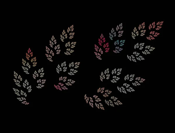 明亮的分形抽象 抽象与植物的叶子相似 黑色背景 — 图库照片