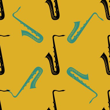 Caz konsepti. Saksafon. Seamless modeli.