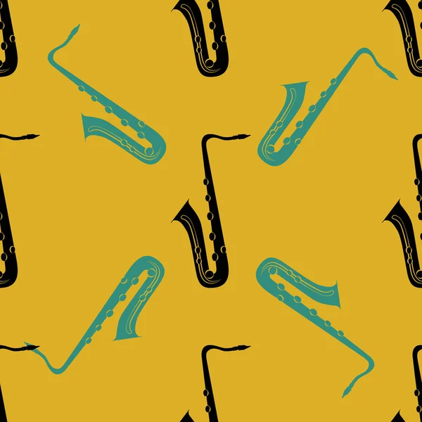 Jazz concept. Saxophone. Seamless pattern. — Stock Vector
