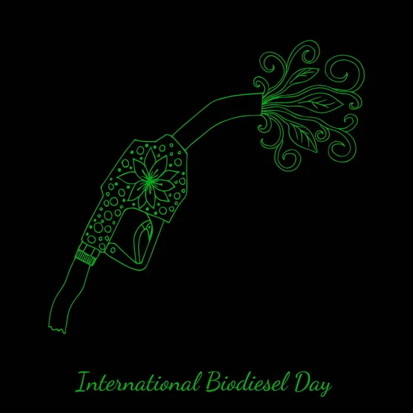 Міжнародний День Біодизеля Концепція Екологічного Свято Серпня Заправка Пістолет Якого — стоковий вектор