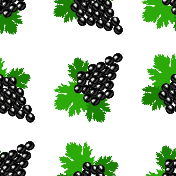 Racimo Uvas Patrón Sin Costura Fondo Blanco — Vector de stock