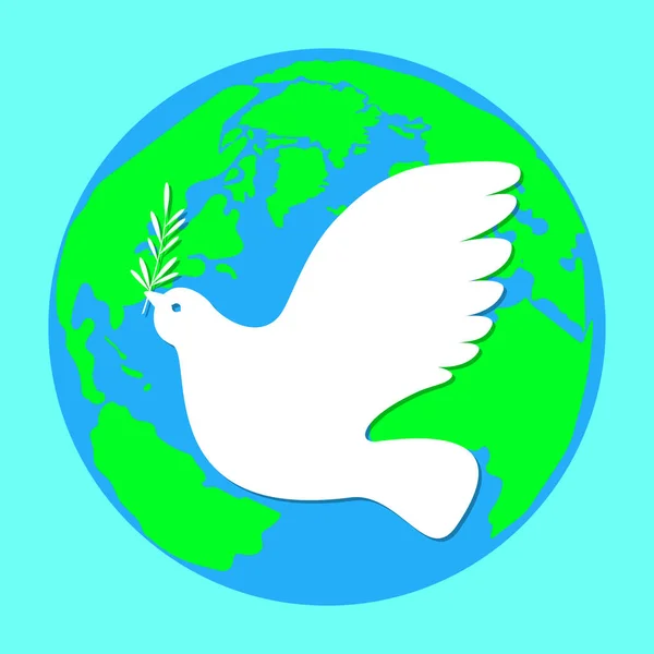 International Peace Day Concept Social Holiday White Dove Olive Branch — Stock Vector