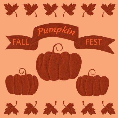 Balkabağı. Hasat. Sonbahar Festivali. Bir tatil kavramı. El kağıt öğeleri kes. Poster, afiş, davetiye. Metin ile yaprakları şerit