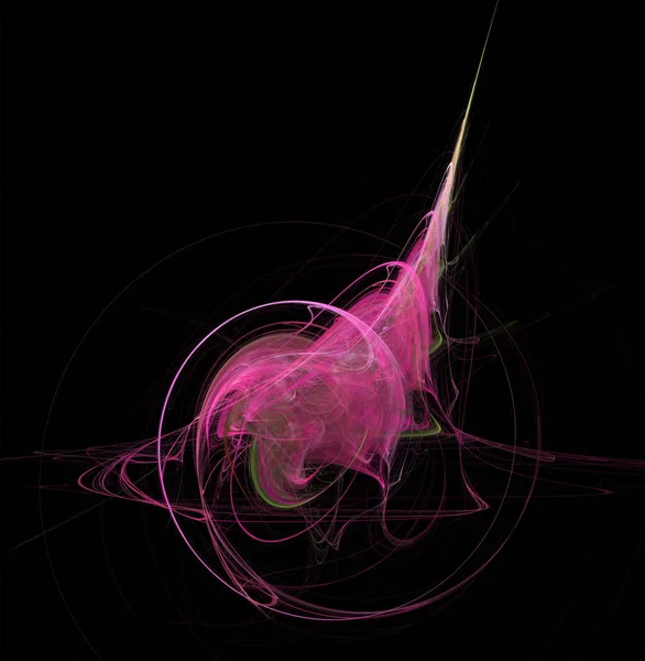 Fractal Abstraction Glowing Hinges Pink Shades Black Background — Stock Photo, Image