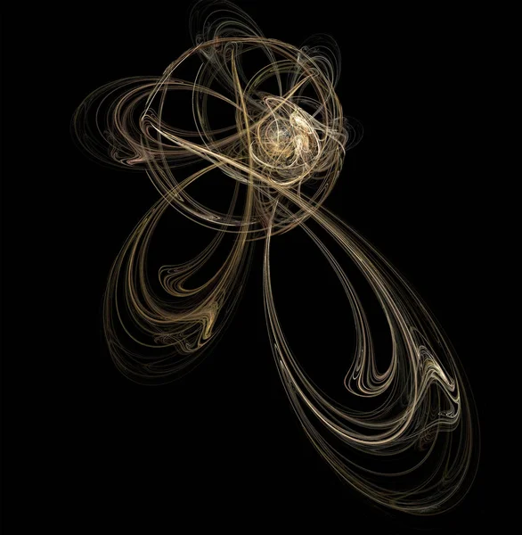 Fractal abstraction. A glowing round figure, a symbol of energy, tension, power, black background