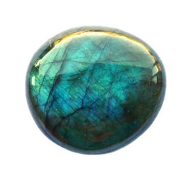 Labradorite mineral round Gemstone. Shiny, layered. Isolated on white background clipart