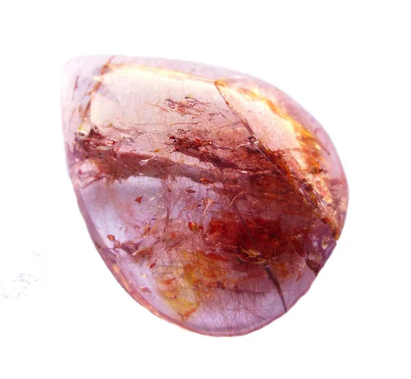 Cabelo Quartzo Mineral Venus Gemstone Brilhante Isolado Sobre Fundo Branco — Fotografia de Stock