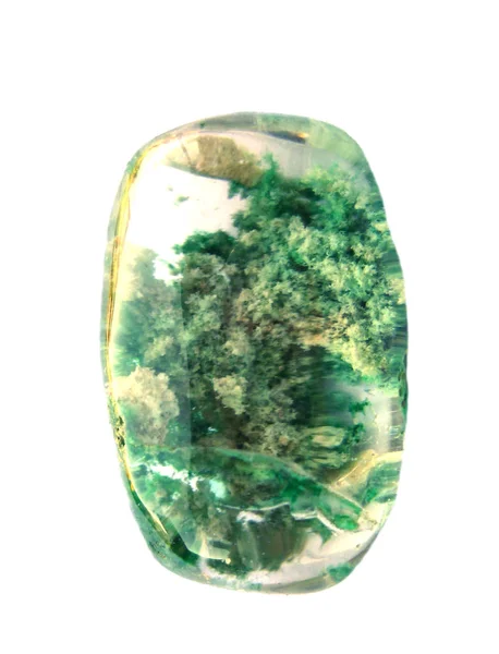 Chlorite Quartz Avec Chlorite Crystal Gemstone Transparent Avec Taches Vertes — Photo