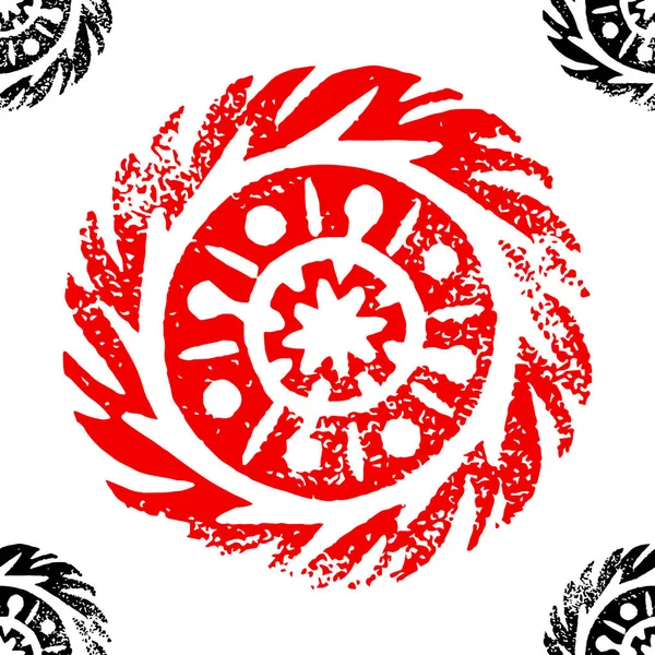 Etnické Tribal Nativní Kruh Mandala Ručně Kreslenou Linoryt Geometrický Vzor — Stockový vektor