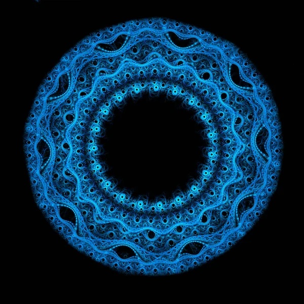 Fractal abstraction. Circle pattern, ethnic style Black background