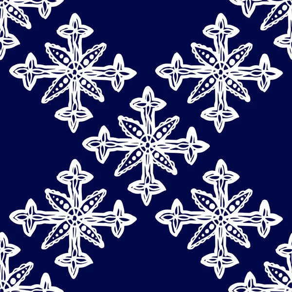 Schneeflocken Ethnischen Stil Nahtloses Muster Für Winter Neujahr Weihnachtsprojekte Abstrakte — Stockvektor