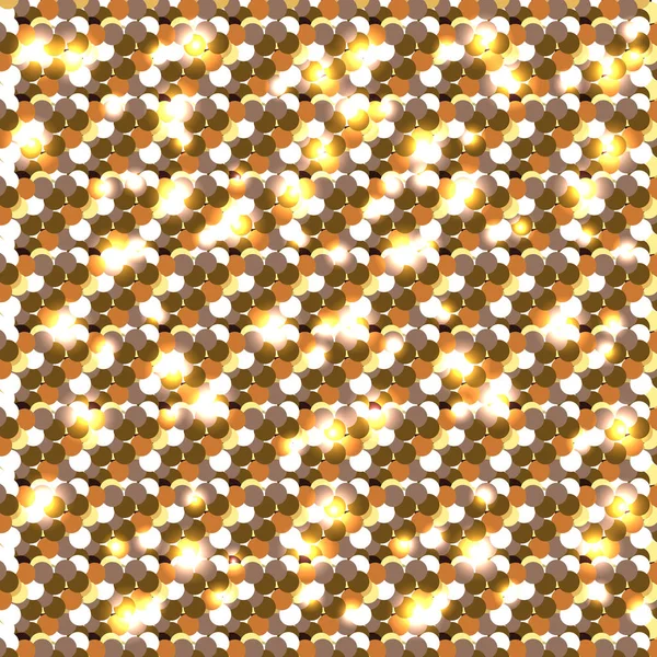 Goldglitzern Nahtlose Muster Feierlichen Hintergrund Runde Elemente Goldtöne Glühwirkung Neues — Stockvektor