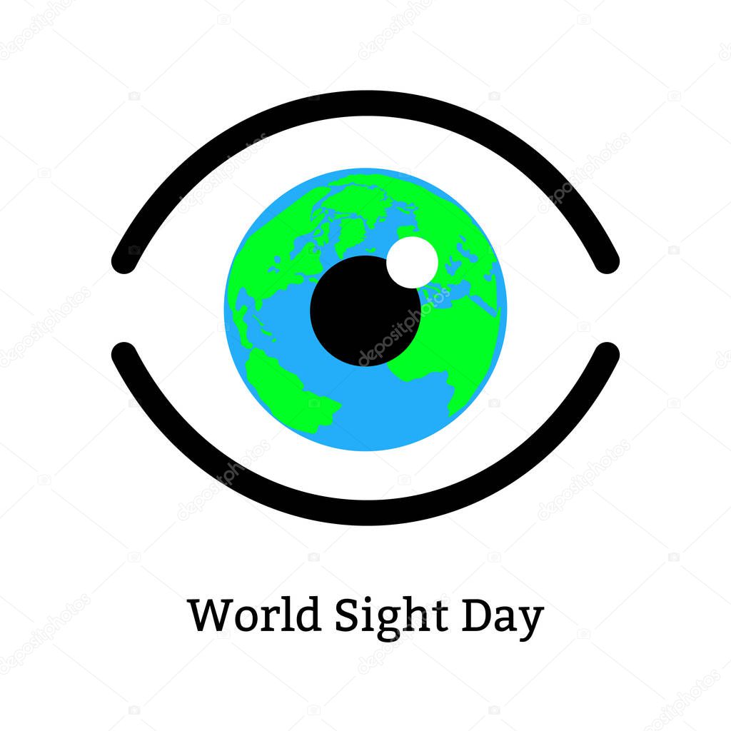 World Sight Day. Concept of a holiday of health. Symbolic image of the eye. Iris is the planet Earth.